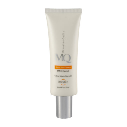 کرم ضد آفتاب بی رنگ ام کیو با SPF50 مناسب پوست نرمال